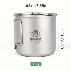 HWZBBEN Titanium Mug 350ml Portable Folding Cup + Lid