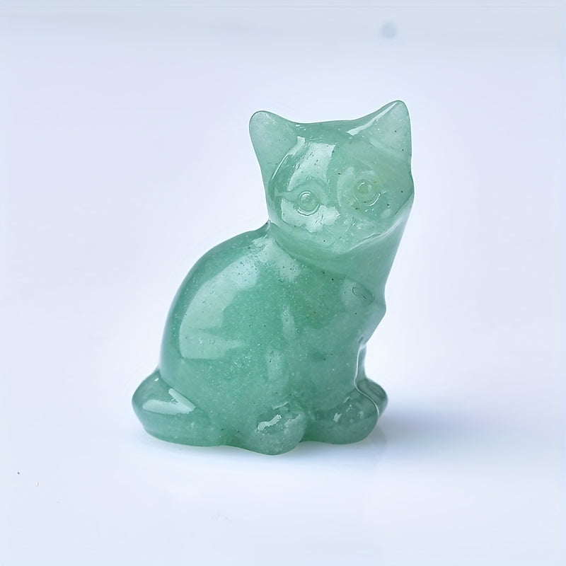 1pc Crystal Carved Cat Pocket Gift Healing Stone Moonsto