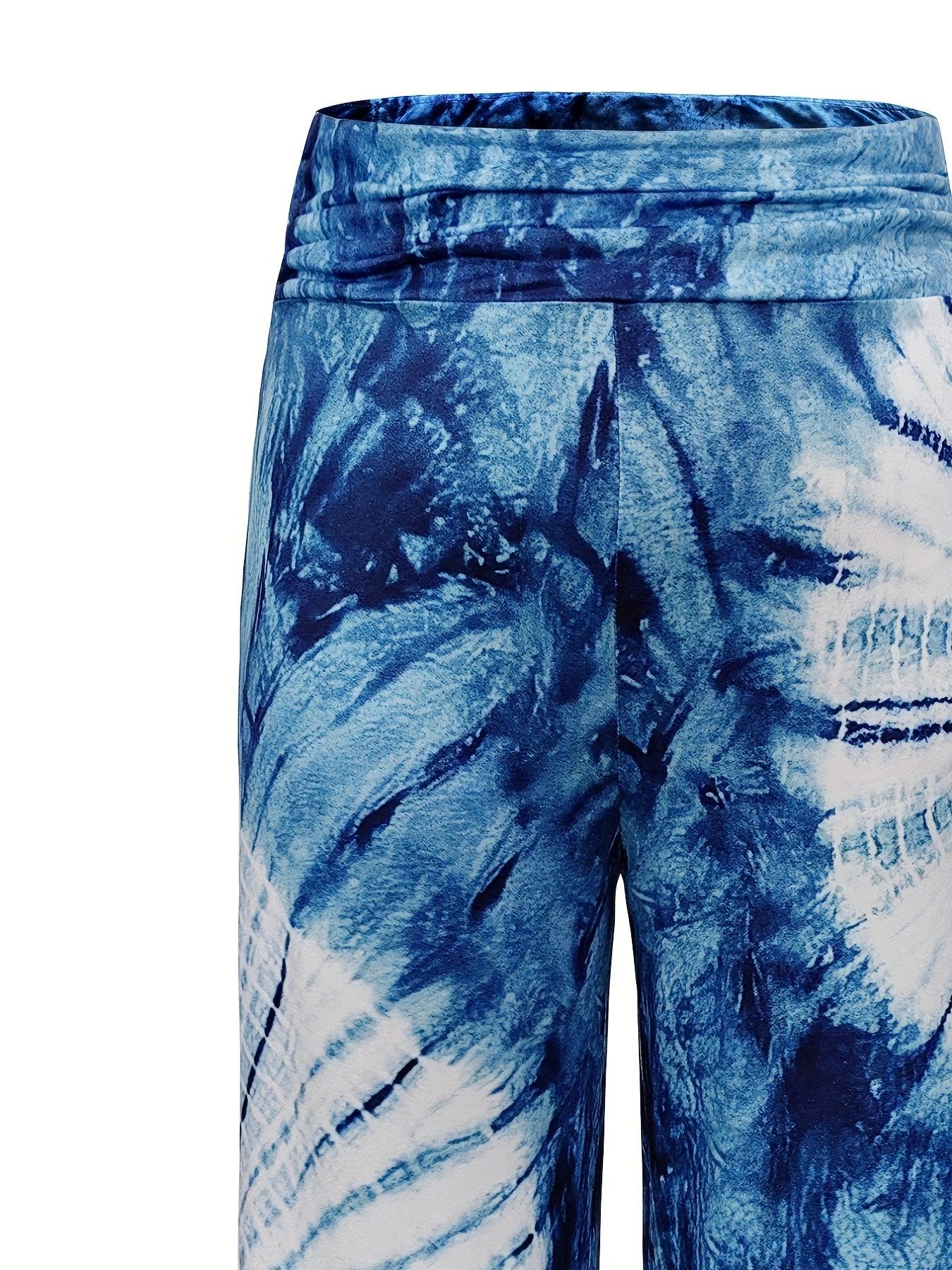  Boho Pants Women's Tie Dye Ruched Elastic High Rise Wide Leg Trousers