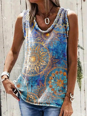 Graphic Print Crew Neck Tank Top Sleeveless Casual Summer Women's Clothing