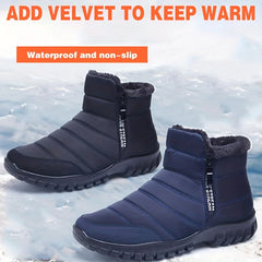 Men's Zipper Snow Boots Waterproof Non Slip Hiking Shoes