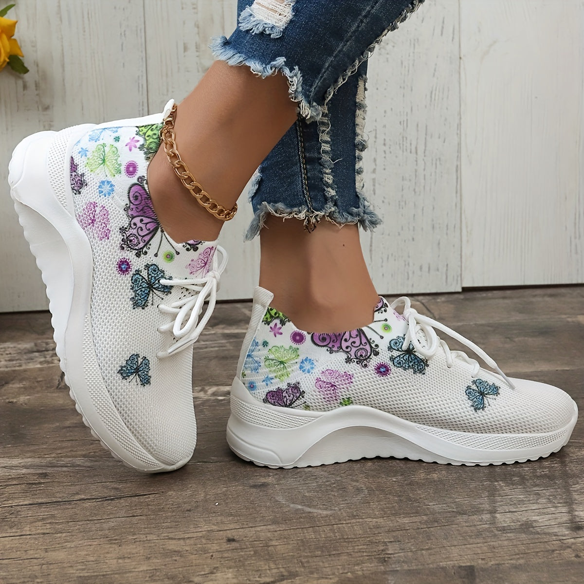 Women's Outdoor Skate Shoes with Flowers & Butterfly Patterns
