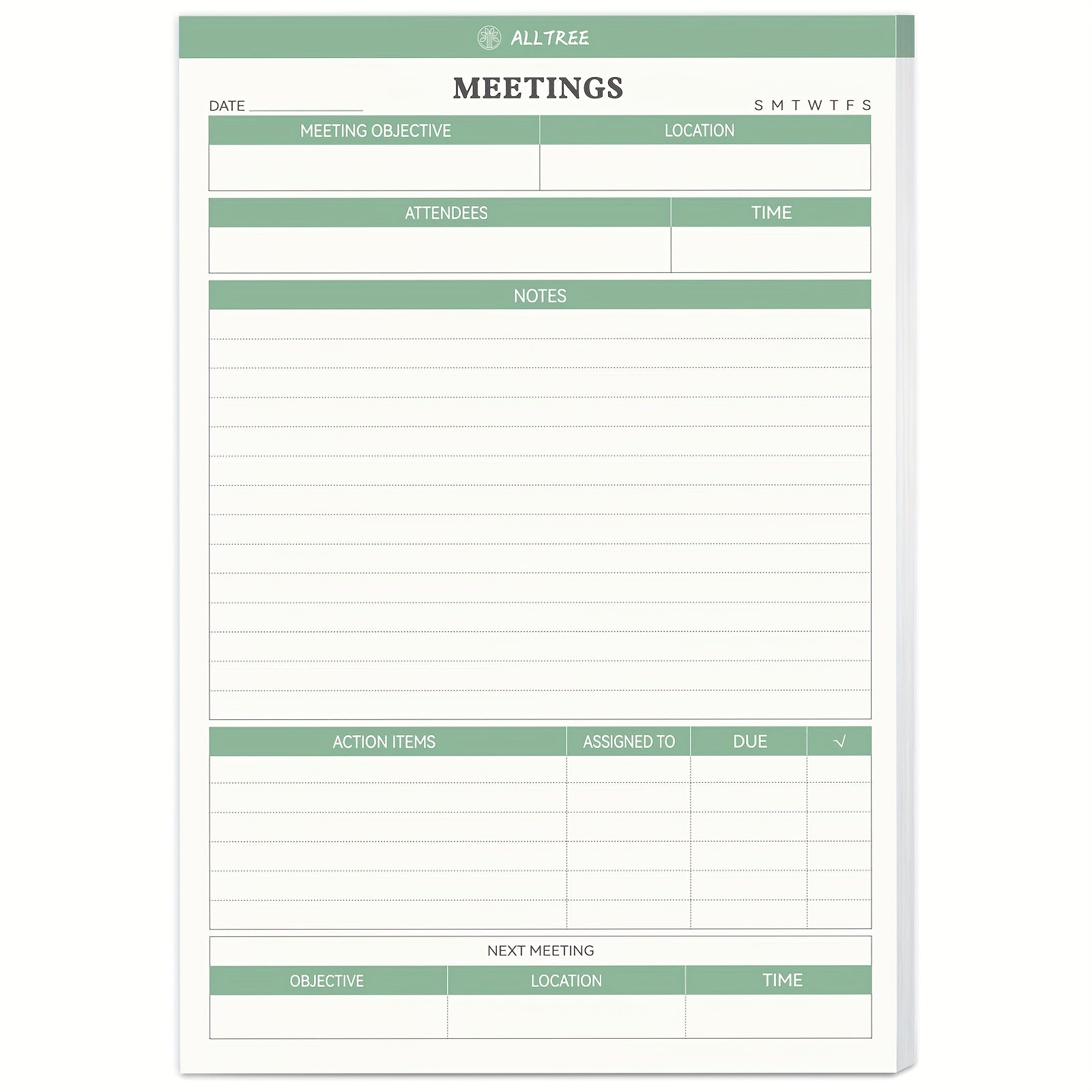 Meeting Notes Planner for Work - Action Items Organizer - 5.5x8.5inch