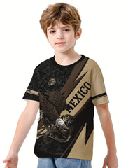 MEXICO Eagle 3D Print Children's Vitality T Shirt Boys Summer Sports Lightweight