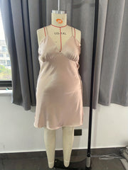  Satin Solid Comfort Nightdress Women's Plus Cami Sleepwear Dress