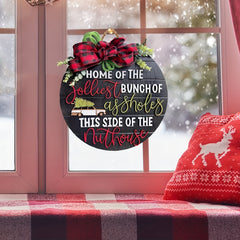 3D Crazy Christmas Holiday Funny Door Hanger Wooden Sign