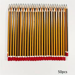 10pcs Yellow Striped Willow Pencils Smooth Writing Ideal for Office and School
