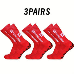 3 Pairs Soccer Mid Calf Socks Breathable Sweat Absorbing Non Slip