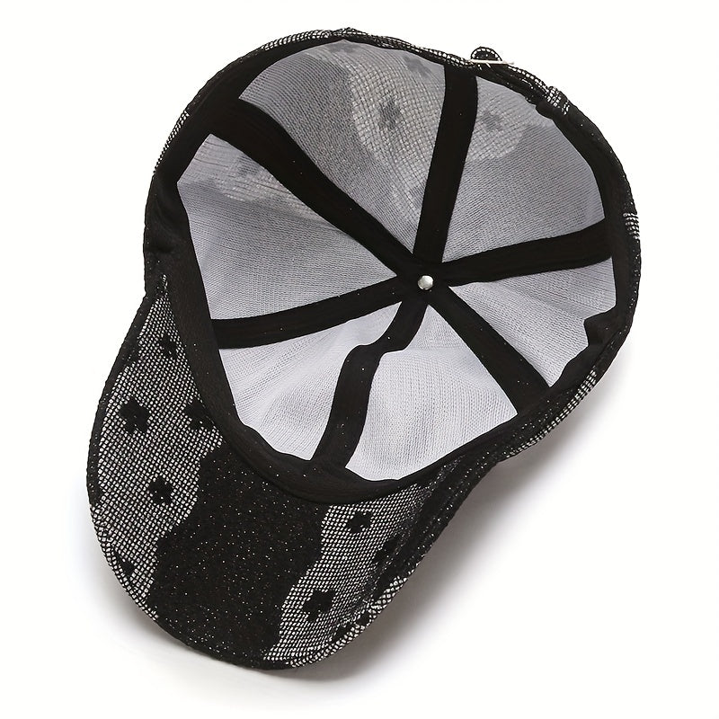 Lace Embroidery Baseball Cap Lightweight Block Dad Hats for Women