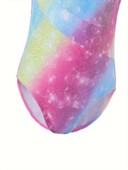 Gradient Sleeveless Gymnastics Leotard - Girls Stretchy Ballet Suit