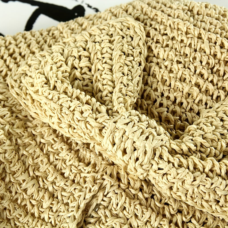 Vintage Crochet Bucket Hat with Bowknot Foldable UV Protection