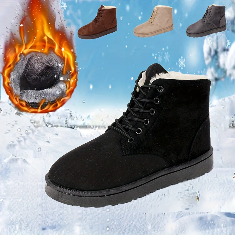 Women's Warm Fleece Ankle Snow Boots Winter Thermal Lace Up Non Slip Boots