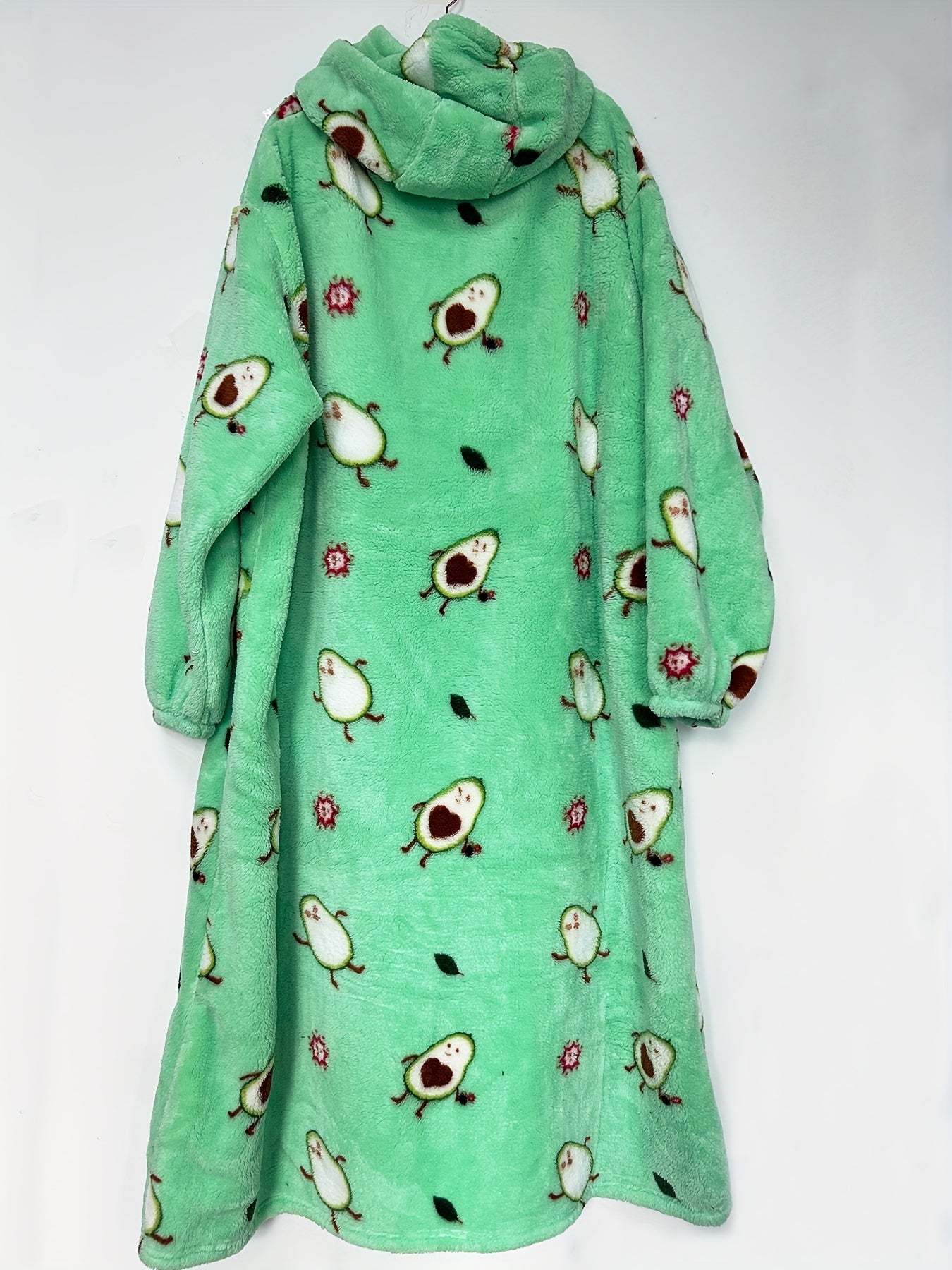  Avocado Flannel Fleece Hooded Blanket Women's Nightgown