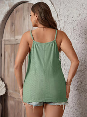  Sequin Eyelet Embroidered Lace Panel V Neck Cami Top