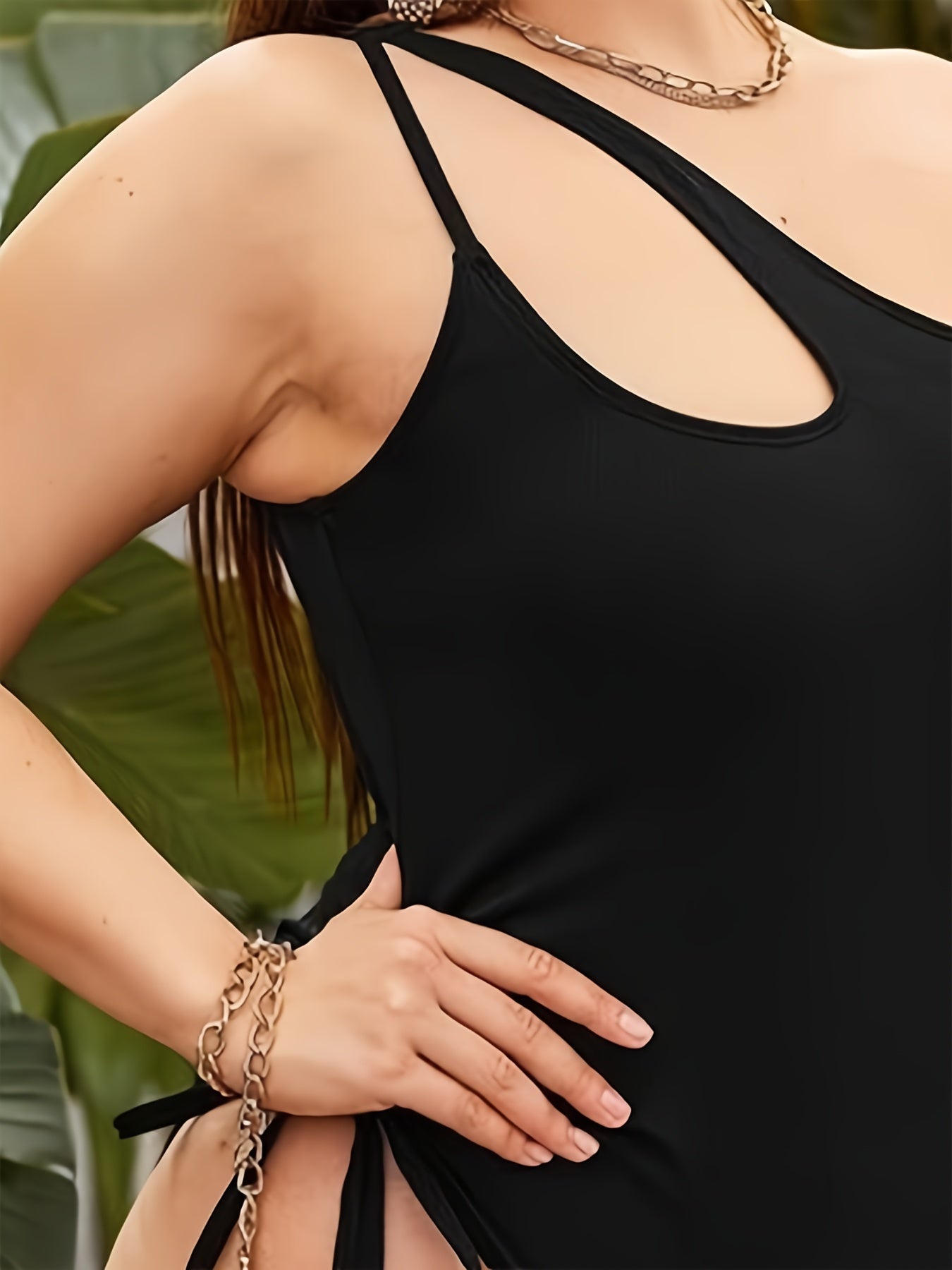  One Shoulder Drawstring One Piece Swimsuit
