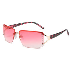 Rhinestone Rimless Sunglasses, Y2K Stylish Women's Eye Wear
