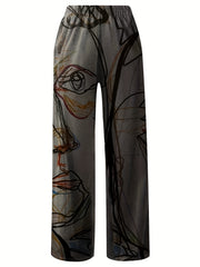  Geo Print High Rise Wide Leg Pants
