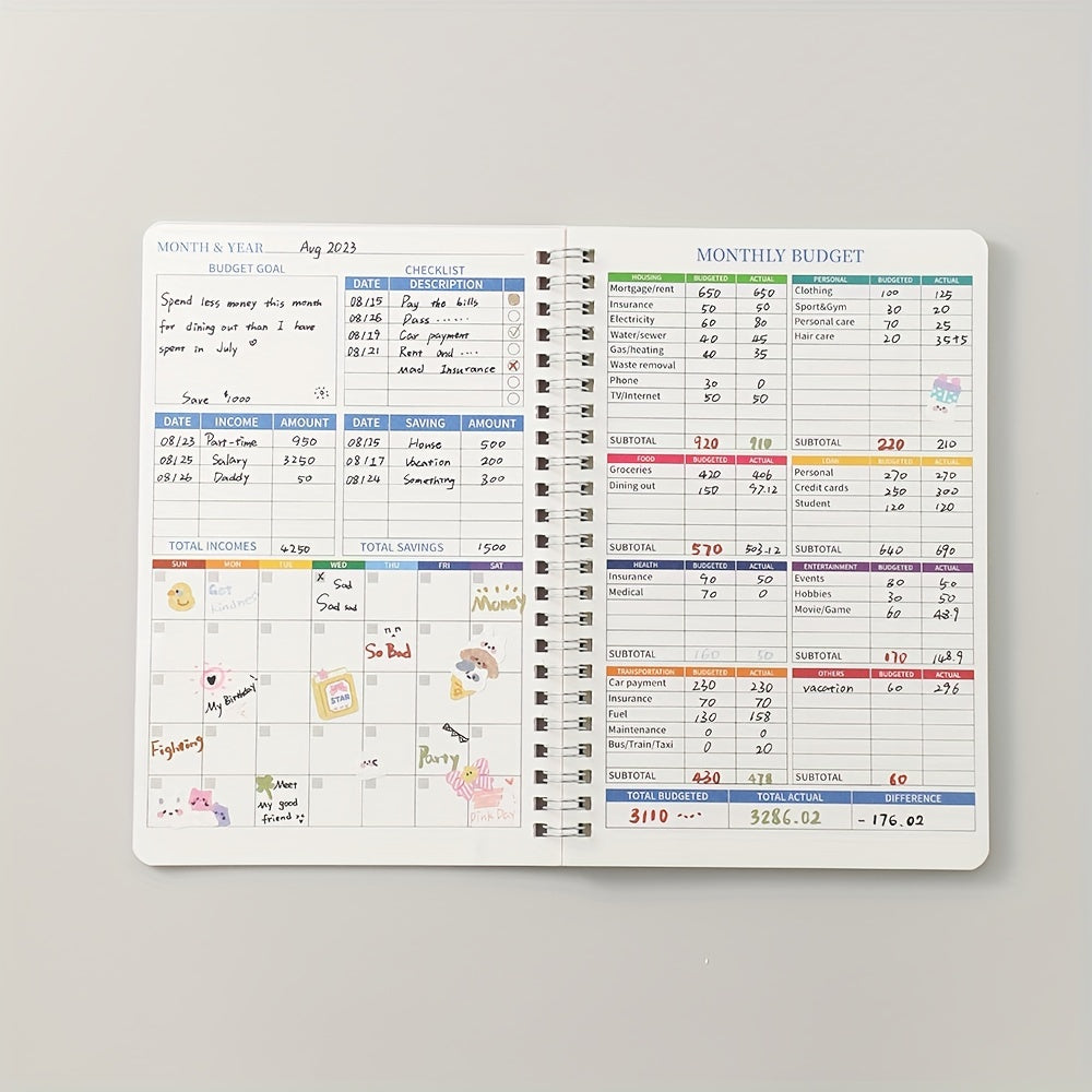 PVC Hardcover Budget Planner w/ Expense Tracker - Manage Money Effectively