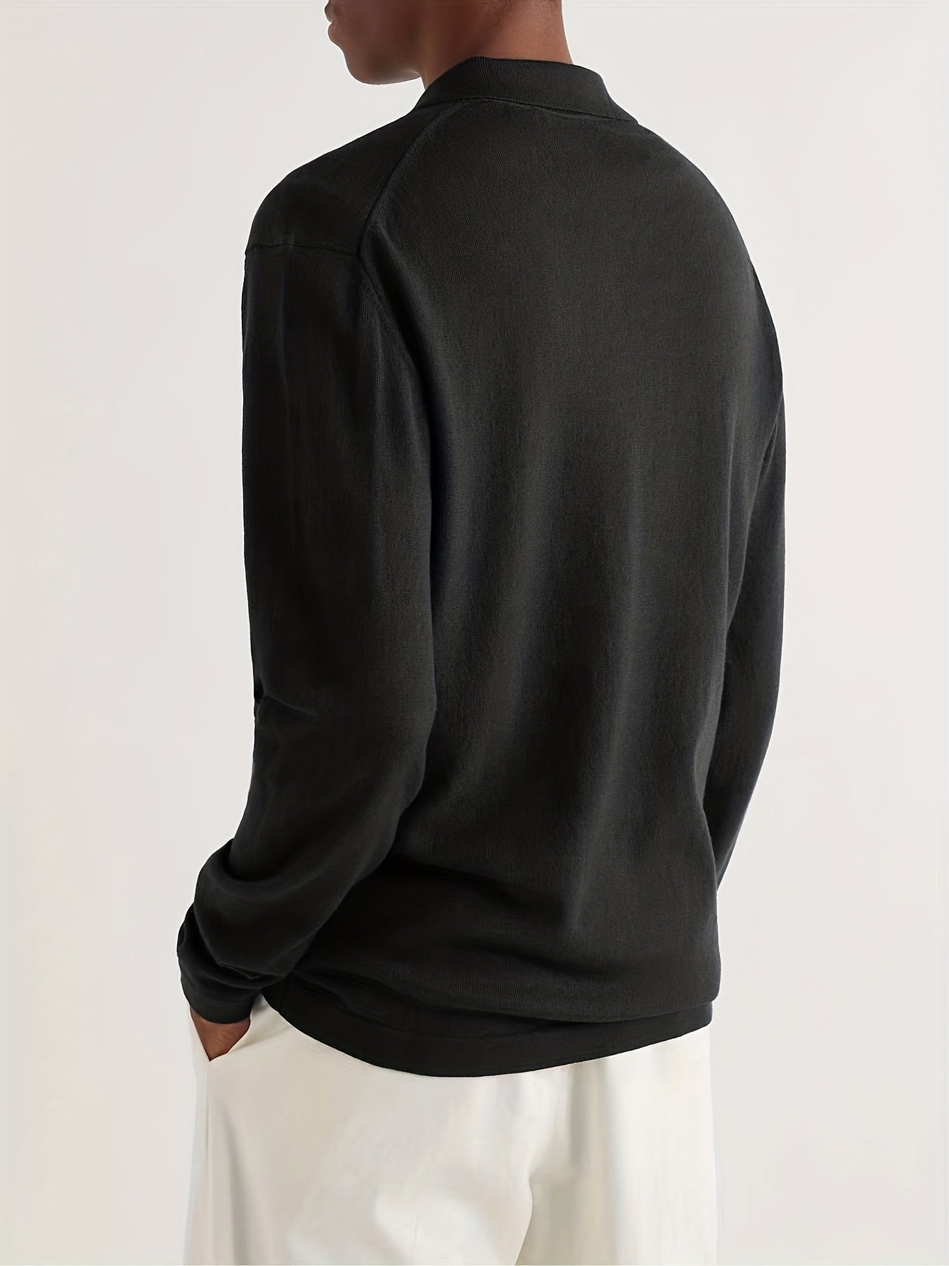 Bird Pattern Knit Polo Shirt Men's Casual Lapel Sweater