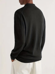 Bird Pattern Knit Polo Shirt Men's Casual Lapel Sweater