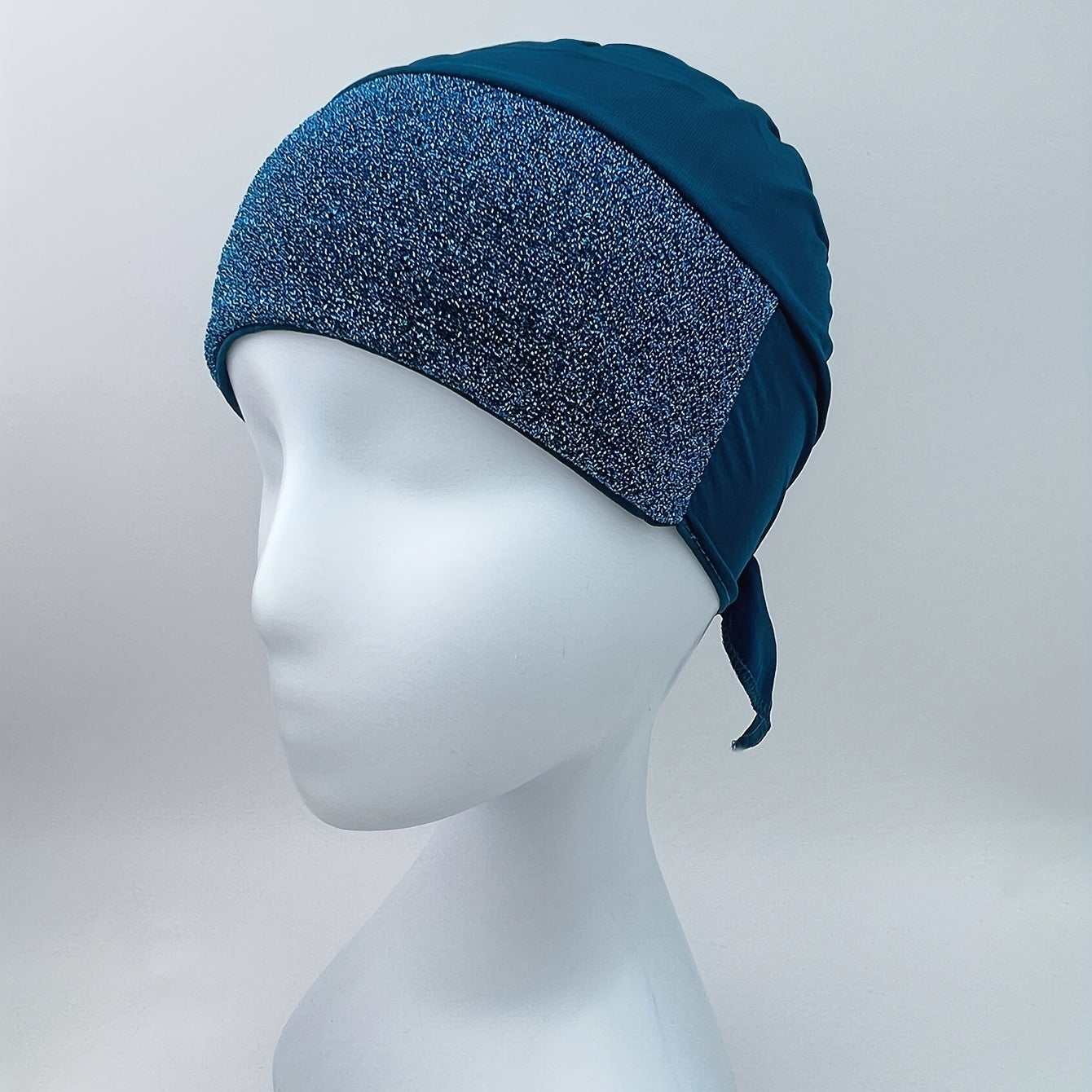 Glitter Stitching Turban Cap Double Elastic Head Wrap Casual Head Scarf Bandana