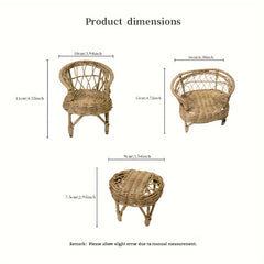1:6 and 1:8 Scale Realistic Wicker Chair - Beige Tan