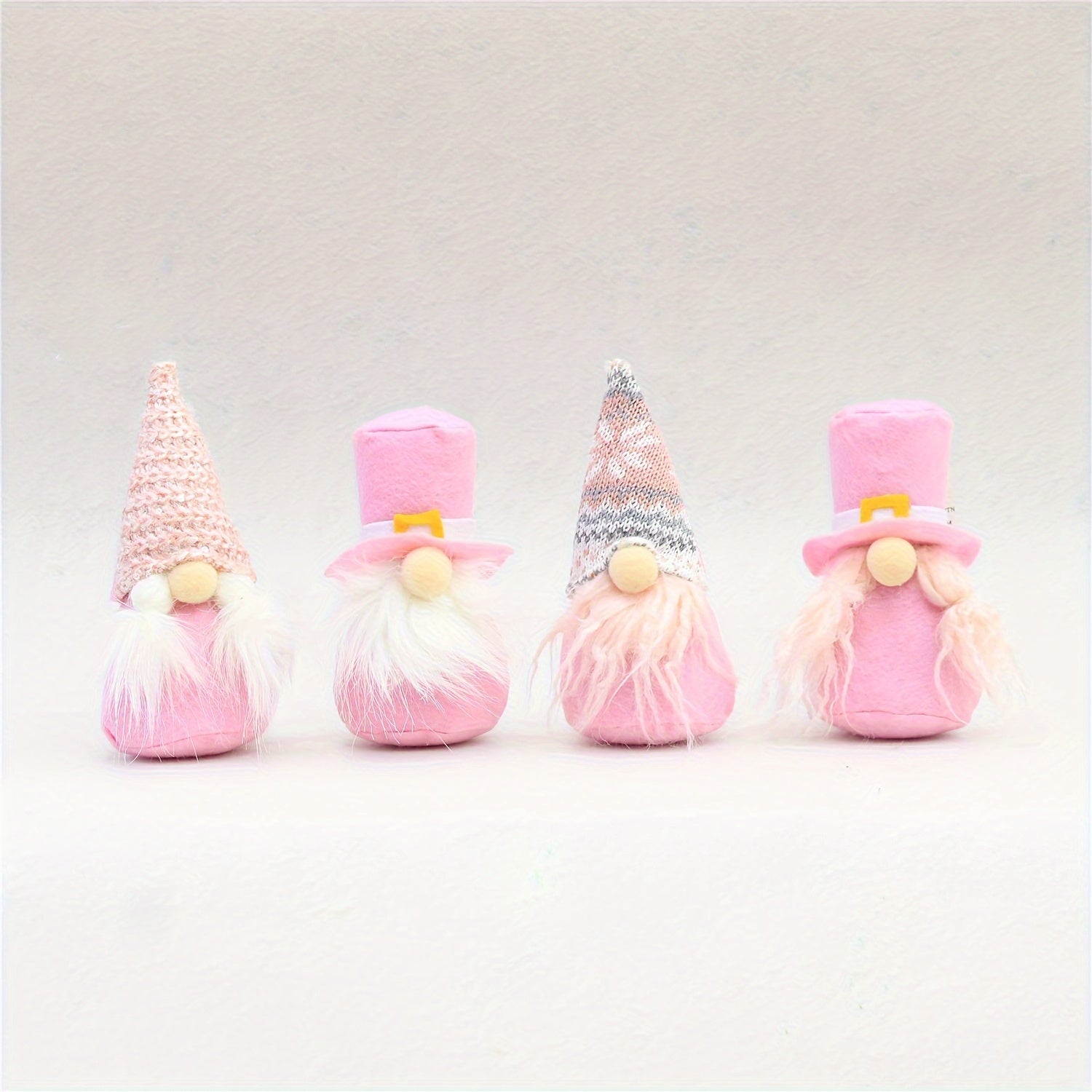 4pcs Pink Christmas Pendant Faceless Dolls Knitted Wool Forest Man Figure