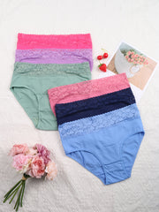 6pcs Lace Briefs Stretchy Intimates Panties Women's Lingerie