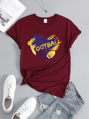 Women's Football Graphic Short Sleeve Sports T-shirt