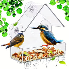 Acrylic Bird Feeder Travel Cage Adsorption Bird Feeder