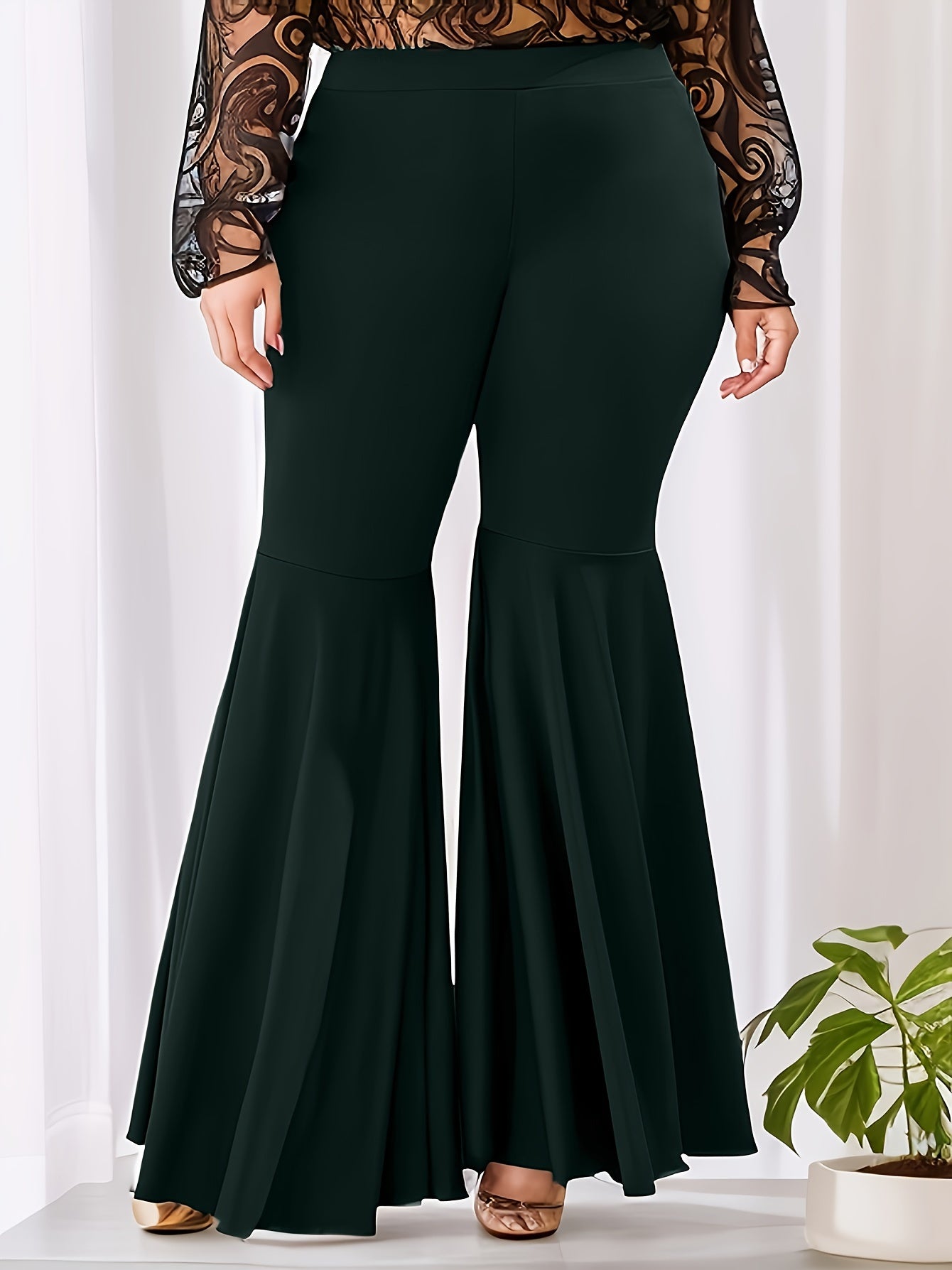  High Rise Flared Leg Trousers