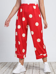 Polka Dot High Rise Cropped Pants Women's Plus Size