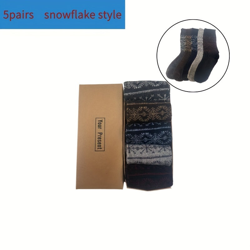 5 Pairs Winter Thickened Warm Business Socks in Gift Boxed Packaging