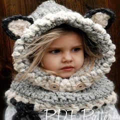 Hand-Woven Grey Fox Hat for Children 2-5 Years