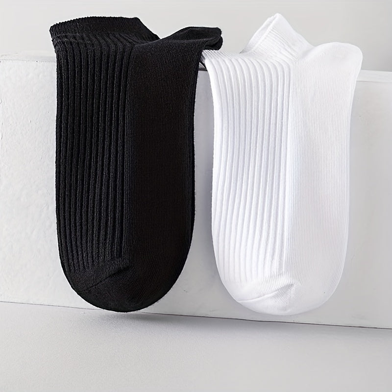 5 Pairs Ribbed Ankle Socks Soft Lightweight All Match Women's Stockings