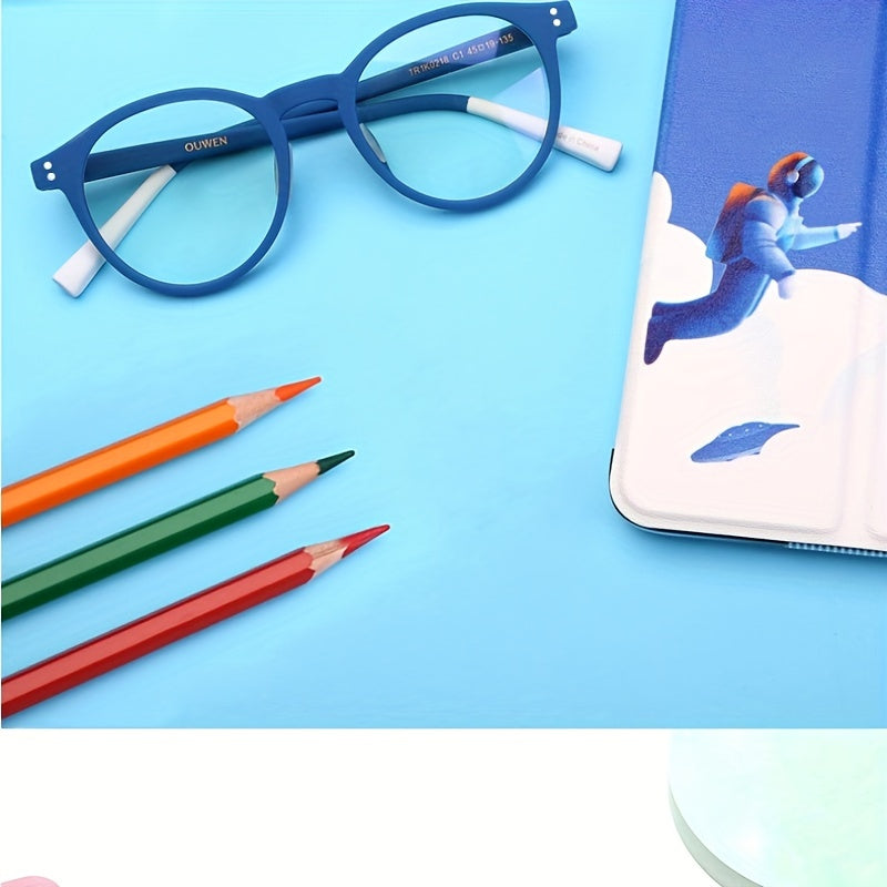 OUWEN TR90 Light Glasses For Kids 8-12 Years Old Flexible Arms