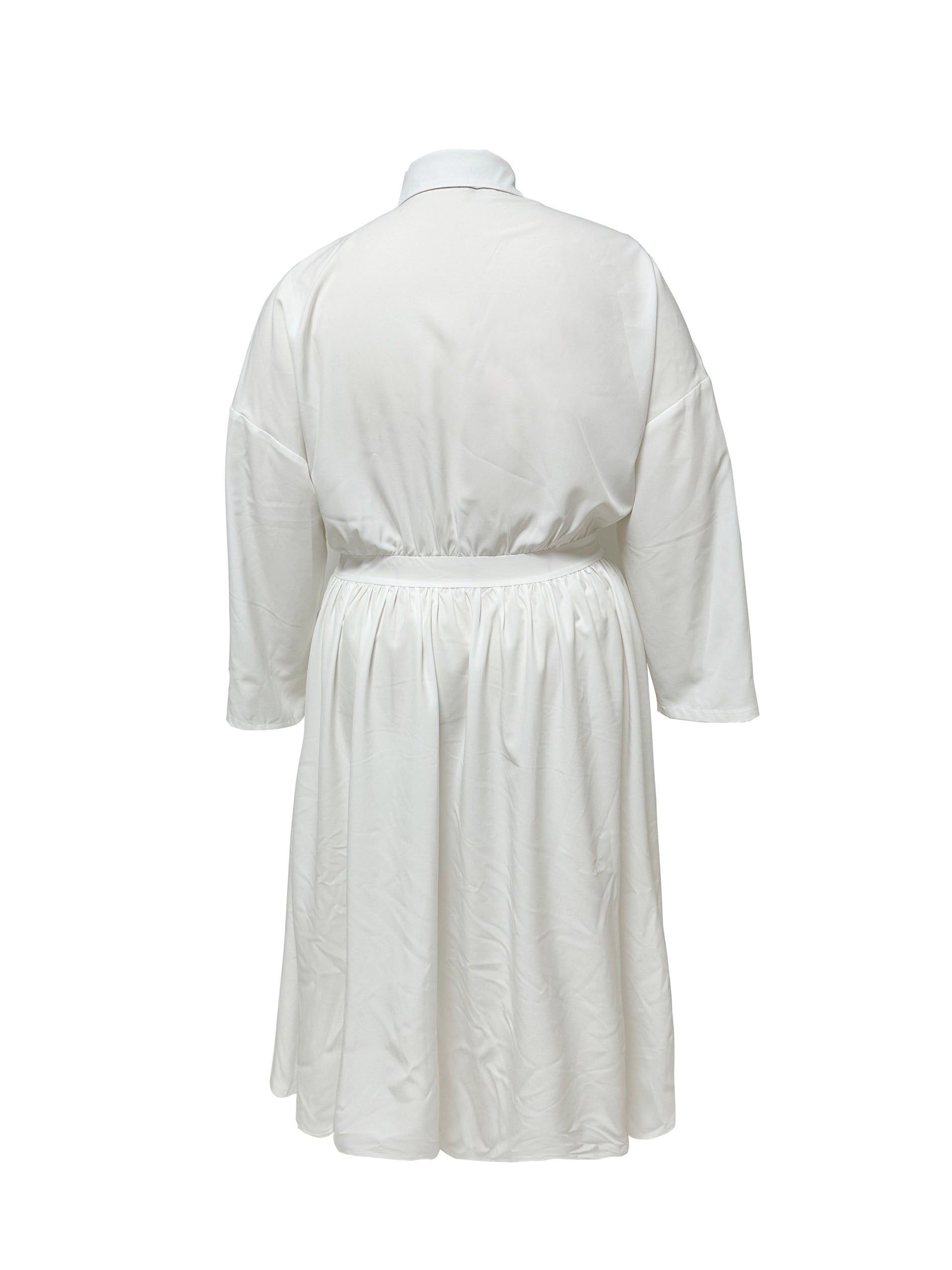  Long Sleeve Maxi Shirt Dress with Pockets