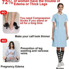 1pair Christmas Element Compression Stockings for Outdoor Activities
