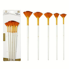 5pcs Fan-shaped Brush Set Nylon Hair Art Painting Watercolor Acrylic Brush