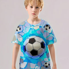 Kids 3D Print T-shirt Optical Illusion Football Graphic Street Wear