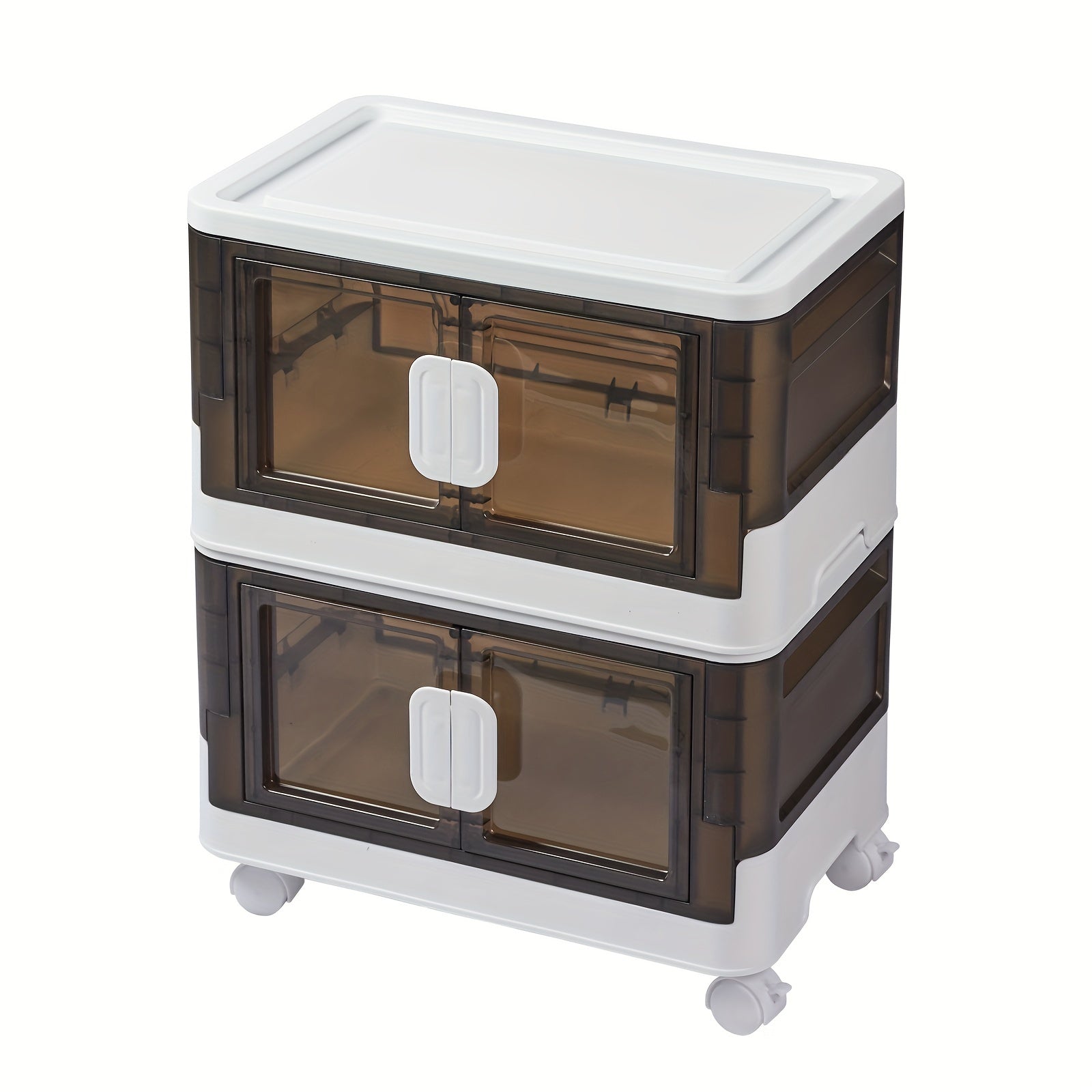 Foldable 2 Layer Storage Shelves Box with Wheels