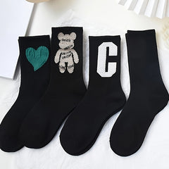 5 Pairs Letter Print Socks Mid Tube Women's Stockings