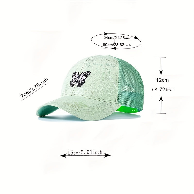 Butterfly Embroidery Trucker Hat Hot Stamping Dad Hat Adjustable