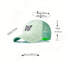 Butterfly Embroidery Trucker Hat Hot Stamping Dad Hat Adjustable