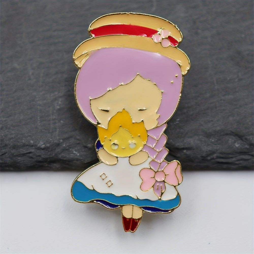 Cartoon Girl Enamel Brooch Pin for Men