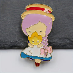 Cartoon Girl Enamel Brooch Pin for Men