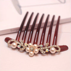 Vintage Faux Pearl Hair Comb Rhinestone Hair Comb Women's Classic Headwear