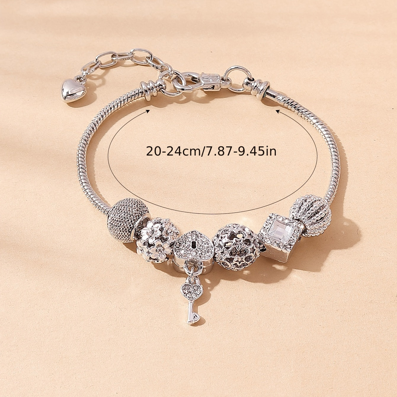Beaded Charm Bracelet with Flower & Star Pattern