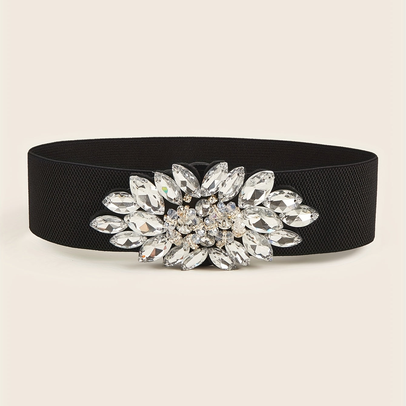 Vintage Rhinestone Crystal Wide Waistband Belt