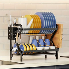 Multifunctional Double layer Bowl Dish Chopsticks Storage Rack